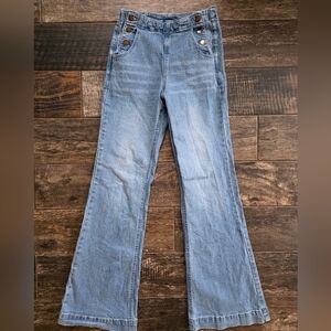 #586 Forever 21 Denim Flare Jeans with Button Accents